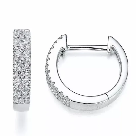 13 mm diamant creol i 14 karat hvitt gull med diamant 