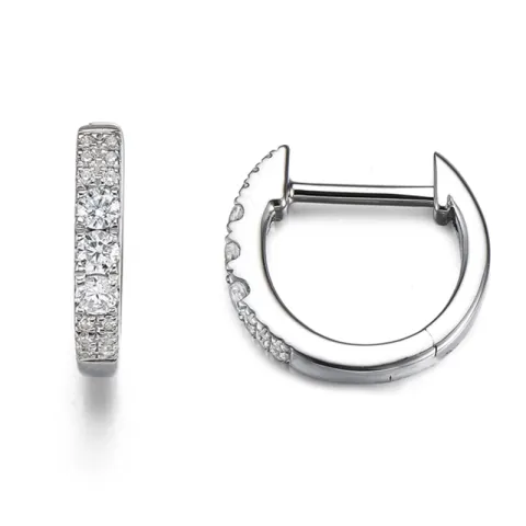 12 mm diamant creol i 14 karat hvitt gull med diamant 