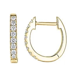 13 mm diamant creol i 14 karat gull med diamant