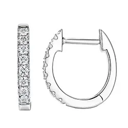 diamant creol i 14 karat hvitt gull med diamant