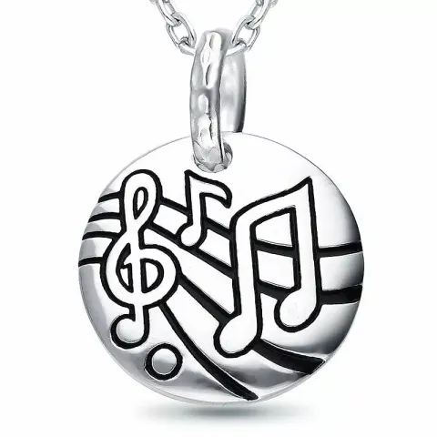 Rundt note anheng i sølv