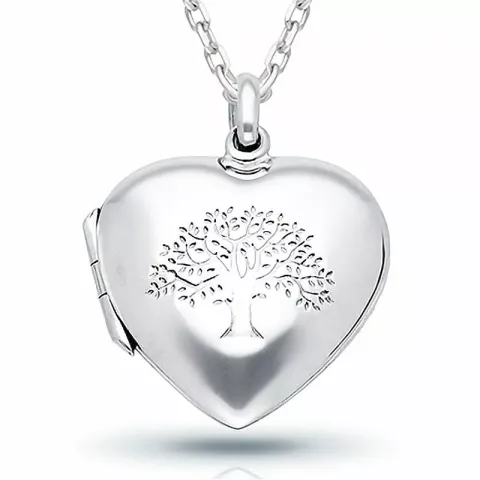 Hjerte medaljong smykke i sølv 