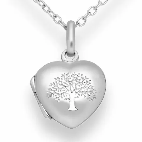 Hjerte sølvmedaljong i sølv 