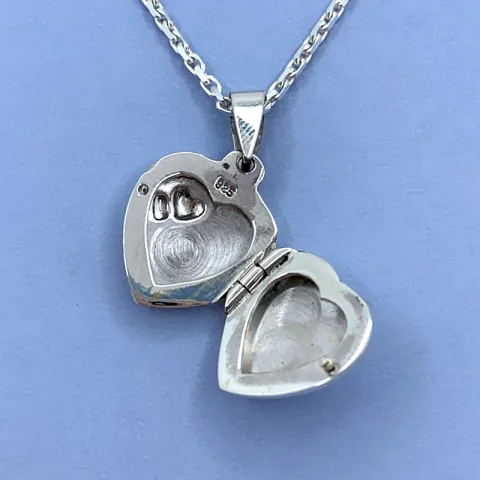 Hjerte medaljong smykke i sølv 