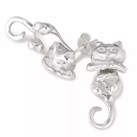 katt øredobber i sølv