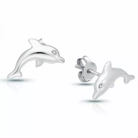 delfin øredobber i sølv