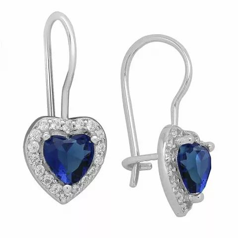 blå hjerte øredobber i sølv