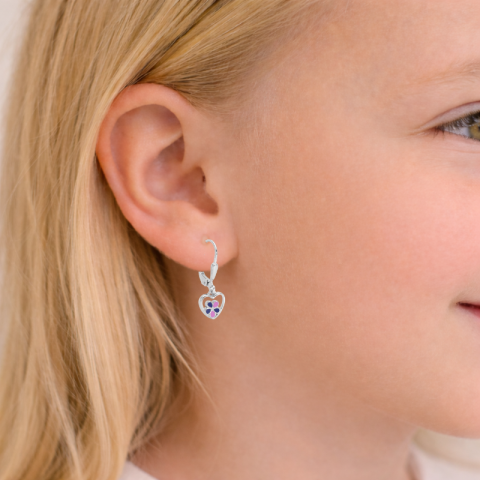 hjerte blomst øredobber i sølv - Little Ones