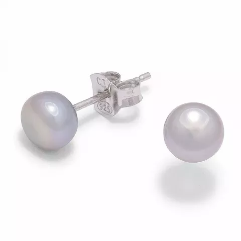 6-6,5 mm grå perle ørestikker i sølv