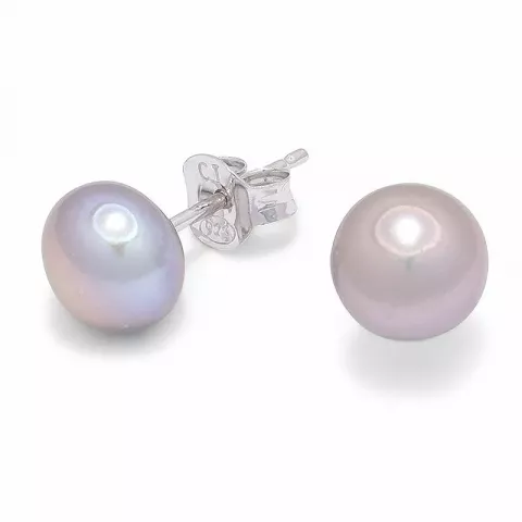 7-7,5 mm runde grå perle ørestikker i sølv