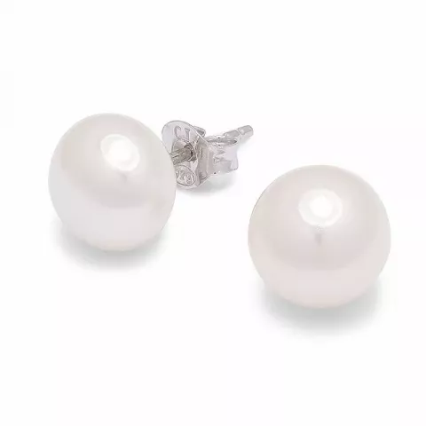 10 mm hvite perle ørestikker i sølv