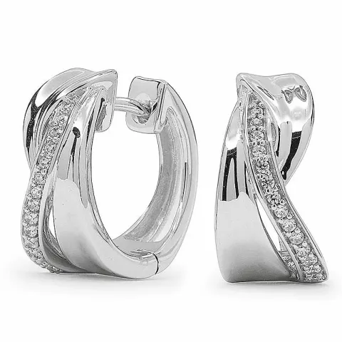 zirkon creol i 9 karat hvitt gull med 