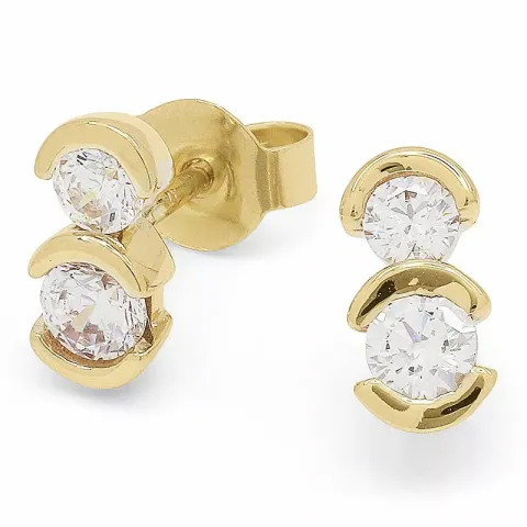 Enkle gullørepynt i 9 karat gull med zirkoner