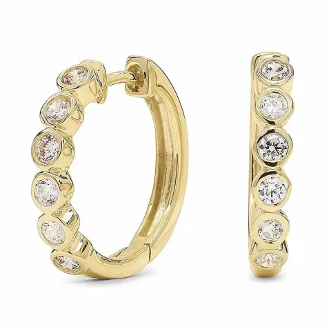 14 mm zirkon creol i 9 karat gull med zirkoner