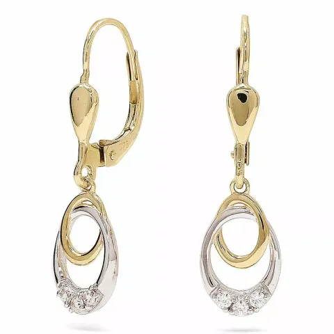 ovale gulløredobb i 9 karat gull med rhodium med