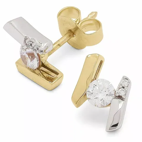 Gullørepynt i 9 karat gull med rhodium med