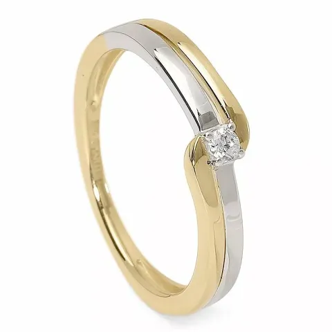 Blank zirkon ring i 9 karat gull og hvitt gull