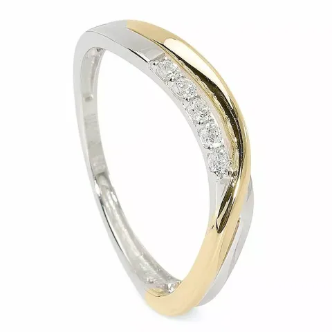 Enkel hvit zirkon ring i 9 karat gull og hvitt gull