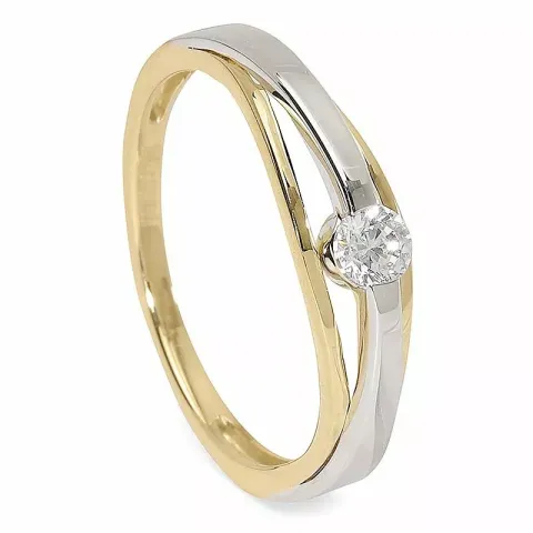 zirkon ring i 9 karat gull og hvitt gull