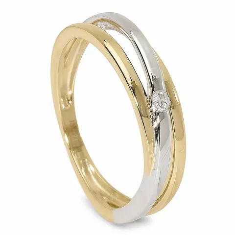 blank zirkon ring i 9 karat gull og hvitt gull