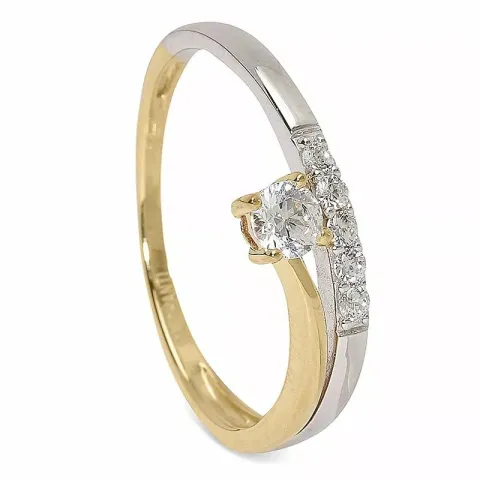hvit zirkon ring i 9 karat gull og hvitt gull