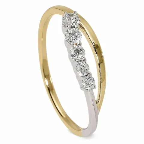 hvit zirkon ring i 9 karat gull og hvitt gull
