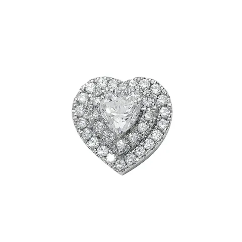 Elegant hjerte zirkon anheng i 9 karat hvitt gull