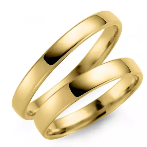 3 og 4 mm gifteringer i 14 karat gull - par