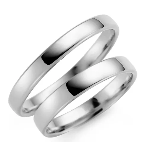 3 og 4 mm gifteringer i 9 karat hvitt gull - par