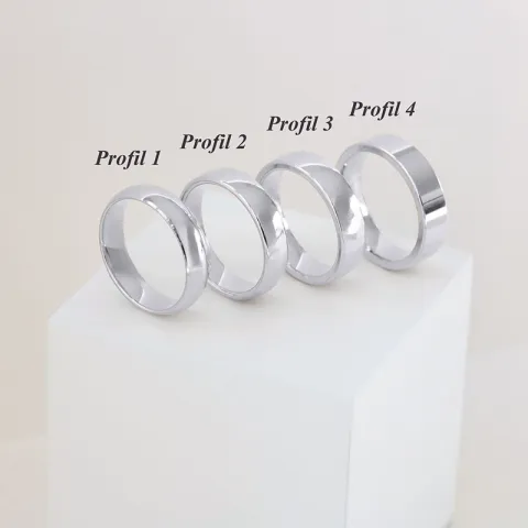 5 og 3 mm gifteringer i 9 karat hvitt gull - par