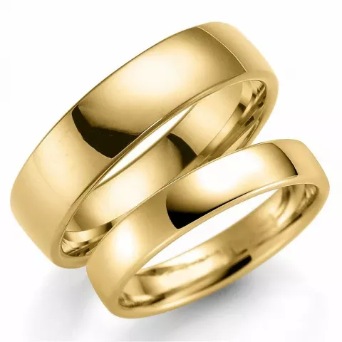 6 og 4 mm gifteringer i 14 karat gull - par