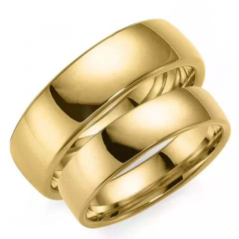 6 og 5 mm gifteringer i 14 karat gull - par