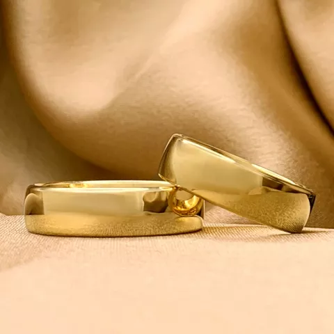 Brede 6 mm gifteringer i 9 karat gull - par