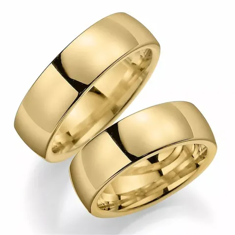 Brede 7 mm gifteringer i 9 karat gull - par
