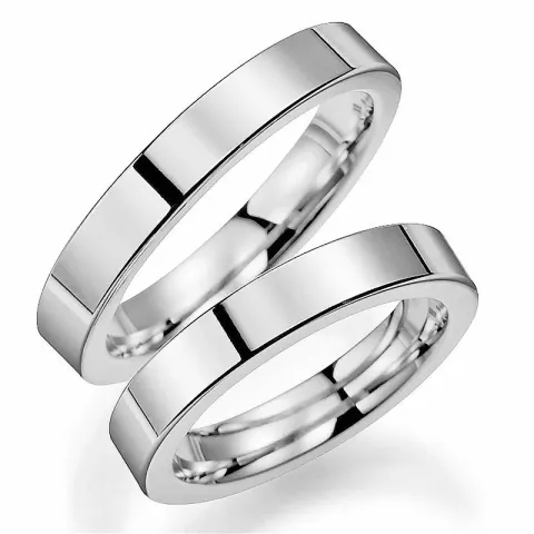 4 mm gifteringer i 14 karat hvitt gull - par