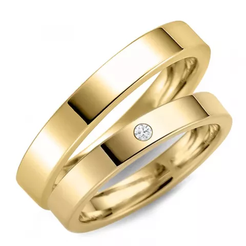 3 mm diamant gifteringer i 14 karat gull - par