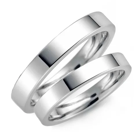 3 mm gifteringer i 9 karat hvitt gull - par