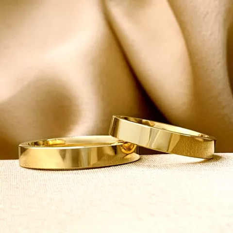 4 mm gifteringer i 9 karat gull - par