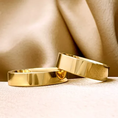 5 og 6 mm gifteringer i 9 karat gull - par