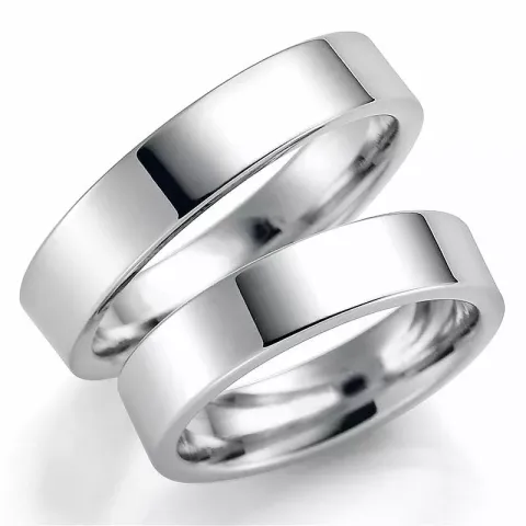 5 mm gifteringer i 14 karat hvitt gull - par