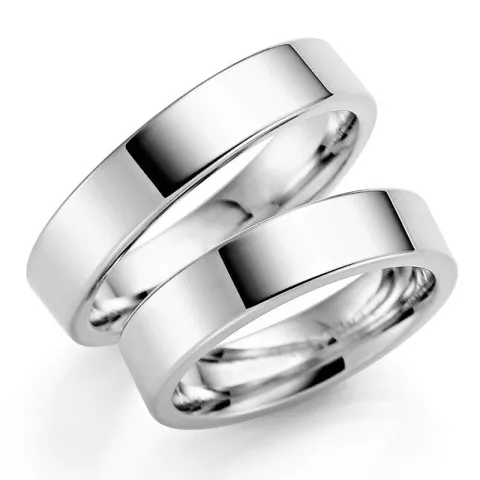 5 mm gifteringer i 9 karat hvitt gull - par