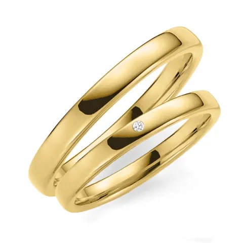 3 mm diamant gifteringer i 9 karat gull 0,02  ct - par