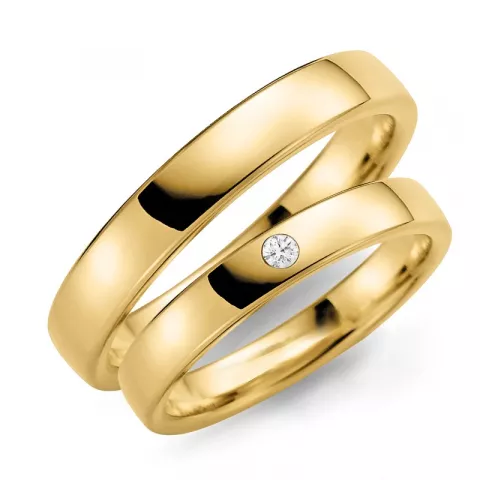 4 mm diamant gifteringer i 9 karat gull - par