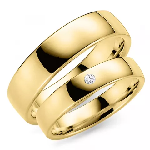 5 mm diamant gifteringer i 14 karat gull - par
