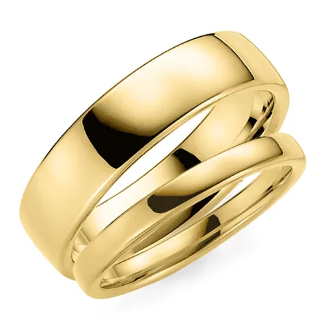 6 og 3 mm gifteringer i 14 karat gull - par