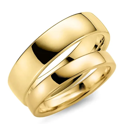 6 og 4 mm gifteringer i 14 karat gull - par