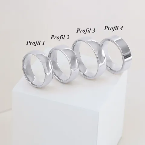 6 og 4 mm gifteringer i 9 karat hvitt gull - par