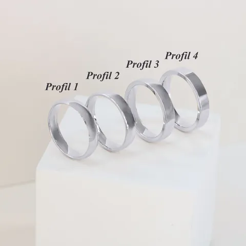 6 og 4 mm diamant gifteringer i 9 karat hvitt gull - par