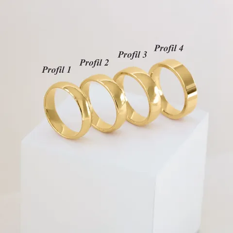 6 og 5 mm gifteringer i 9 karat gull - par