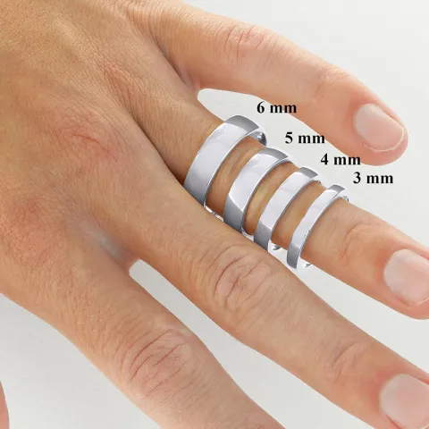6 mm gifteringer i 9 karat hvitt gull - par